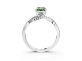 White gold Fancy Green Emerald Cut Solitaire Twist Pave Diamond Engagement Ring with Prong Setting_39