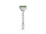 White gold Fancy Green Emerald  Cut Solitaire Twisted Band with Four-Prong Setting_118