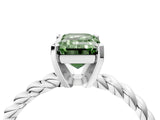 White gold Fancy Green Emerald  Cut Solitaire Twisted Band with Four-Prong Setting_120