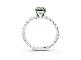 White gold Fancy Green Emerald  Cut Solitaire Twisted Band with Four-Prong Setting_120