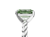 White gold Fancy Green Emerald  Cut Solitaire Twisted Band with Four-Prong Setting_121