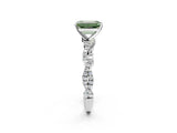 White gold Fancy Green Emerald Cut Solitaire Twisted Pave Band with Four-Prong Setting_17