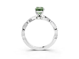 White gold Fancy Green Emerald Cut Solitaire Twisted Pave Band with Four-Prong Setting_18