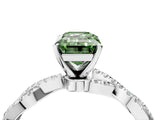 White gold Fancy Green Emerald Cut Solitaire Twisted Pave Band with Four-Prong Setting_19