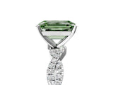 White gold Fancy Green Emerald Cut Solitaire Twisted Pave Band with Four-Prong Setting_20
