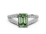 White gold Fancy Green Emerald  Cut Split Shank Pave Diamond Engagement Ring with Four-Prong Setting_24