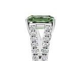 White gold Fancy Green Emerald  Cut Split Shank Pave Diamond Engagement Ring with Four-Prong Setting_29