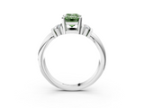 White gold Fancy Green Emerald  Cut Three-Stone Channel Set Ring with Bar Prongs_78