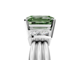 White gold Fancy Green Emerald  Cut Three-Stone Channel Set Ring with Bar Prongs_80