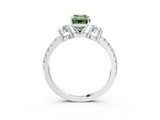 White gold Fancy Green Emerald  Cut Three-Stone Diamond Pavé Band with Prong Setting_20