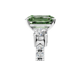 White gold Fancy Green Emerald  Cut Three-Stone Diamond Pavé Band with Prong Setting_22