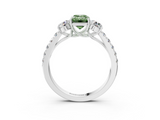 White gold Fancy Green Emerald  Cut Three-Stone Diamond Pave Band with Prong Setting_40