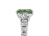 White gold Fancy Green Emerald  Cut Three-Stone Diamond Pave Band with Prong Setting_42