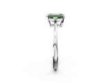 White gold Fancy Green Emerald  Cut Three-Stone Solitaire Ring with Round Accent Diamonds and Four-Prong Setting_22