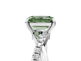 White gold Fancy Green Emerald  Cut Twist Band Solitaire Diamond Ring with Pavé Setting_8