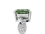 White gold Fancy Green Emerald  Cut Twisted Pavé Band Solitaire Ring with Four-Prong Setting_60