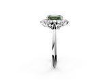 White gold Fancy Green Emerald  Diamond Cluster Halo Ring with Solitaire Band and Four-Prong Setting_22