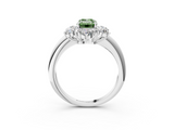 White gold Fancy Green Emerald  Diamond Cluster Halo Ring with Solitaire Band and Four-Prong Setting_23