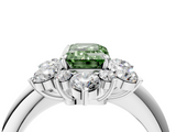 White gold Fancy Green Emerald  Diamond Cluster Halo Ring with Solitaire Band and Four-Prong Setting_24