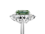 White gold Fancy Green Emerald  Diamond Cluster Halo Ring with Solitaire Band and Four-Prong Setting_25