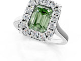 White gold Fancy Green Emerald  Diamond Cluster Halo Solitaire with Four-Prong Setting_89