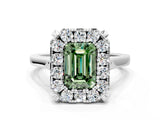 White gold Fancy Green Emerald  Diamond Cluster Halo Solitaire with Four-Prong Setting_90