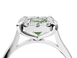 White gold Fancy Green Emerald  Diamond Cluster Halo Solitaire with Four-Prong Setting_94