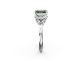 White gold Fancy Green Emerald  Diamond Cluster Leaf Design Ring with Prong Setting_67