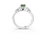 White gold Fancy Green Emerald  Diamond Cluster Leaf Design Ring with Prong Setting_68