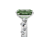 White gold Fancy Green Emerald  Diamond Cluster Prong-Set Solitaire Ring_43