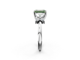 White gold Fancy Green Emerald  Diamond Floral Cluster Ring with Solitaire Band and Prong Setting_33