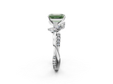 White gold Fancy Green Emerald  Diamond Floral Vine Solitaire Engagement Ring_5