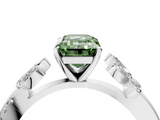 White gold Fancy Green Emerald  Diamond Floral Vine Solitaire Engagement Ring_7