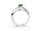White gold Fancy Green Emerald  Diamond Halo Ring with Marquise and Pavé Band in Prong Setting_88
