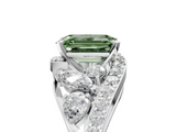 White gold Fancy Green Emerald  Diamond Halo Ring with Marquise and Pavé Band in Prong Setting_90