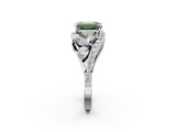 White gold Fancy Green Emerald  Diamond Halo Ring with Marquise and Pavé Band in Prong Setting_92
