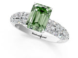 White gold Fancy Green Emerald  Diamond Pavé Band Solitaire Ring with Four-Prong Setting_50