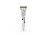 White gold Fancy Green Emerald  Diamond Pavé Band Solitaire Ring with Four-Prong Setting_51