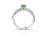 White gold Fancy Green Emerald  Diamond Pavé Band Solitaire Ring with Four-Prong Setting_52