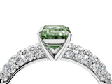 White gold Fancy Green Emerald  Diamond Pavé Band Solitaire Ring with Four-Prong Setting_53