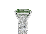 White gold Fancy Green Emerald  Diamond Pavé Band Solitaire Ring with Four-Prong Setting_54