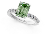 White gold Fancy Green Emerald  Diamond Pavé Band Solitaire with Four-Prong Setting_180