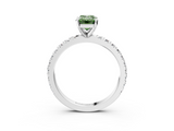 White gold Fancy Green Emerald  Diamond Pavé Band Solitaire with Four-Prong Setting_182