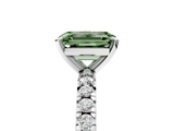 White gold Fancy Green Emerald  Diamond Pavé Band Solitaire with Four-Prong Setting_184