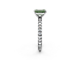 White gold Fancy Green Emerald  Diamond Pavé Band Solitaire with Four-Prong Setting_201