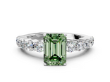 White gold Fancy Green Emerald  Diamond Pavé Band Solitaire with Four-Prong Setting_3