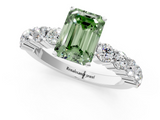 White gold Fancy Green Emerald  Diamond Pavé Band Solitaire with Four-Prong Setting_4