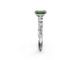 White gold Fancy Green Emerald  Diamond Pavé Band Solitaire with Four-Prong Setting_5