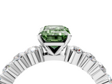 White gold Fancy Green Emerald  Diamond Pavé Band Solitaire with Four-Prong Setting_7