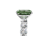 White gold Fancy Green Emerald  Diamond Pavé Band Solitaire with Four-Prong Setting_8